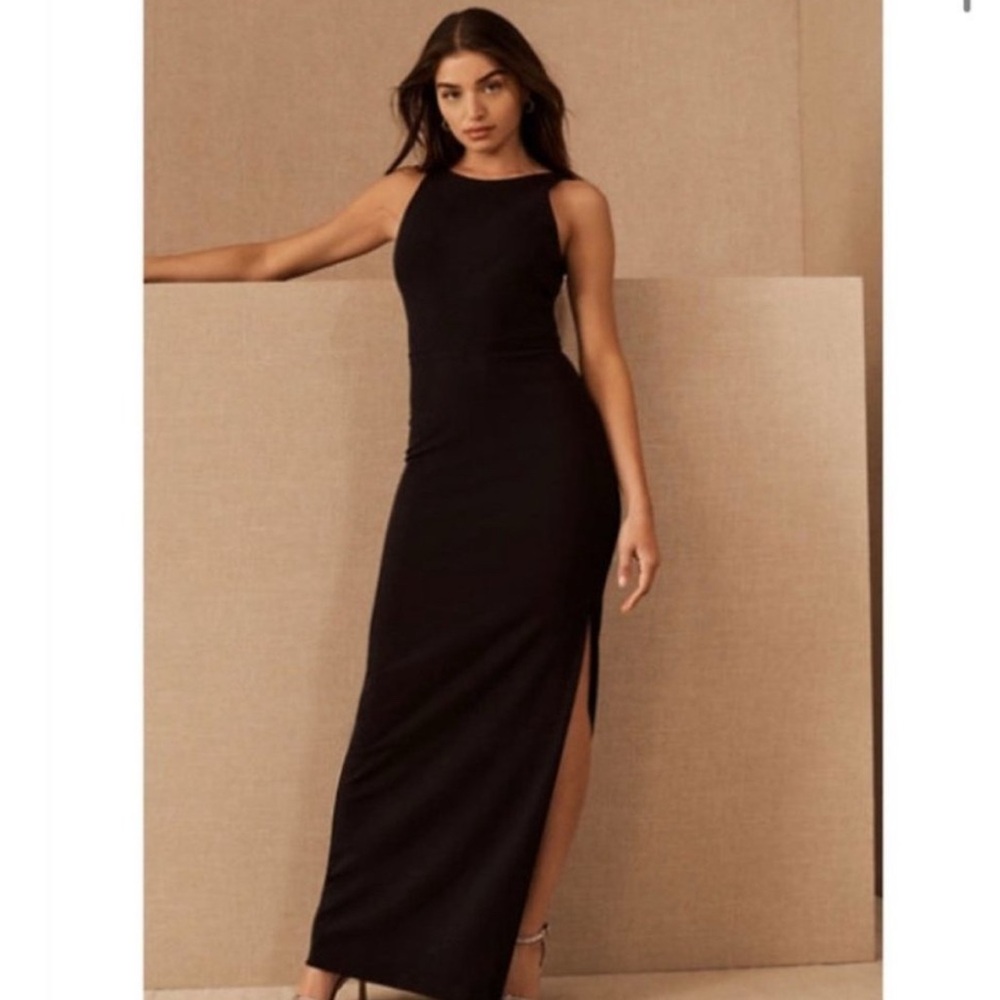 NWT BHLDN London Crepe Tie Back Maxi Dress in Black